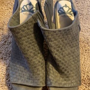 basket weave wedges.  Never worn size 8.5.